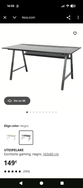 Mesa de oficina 160x80 con cajonera