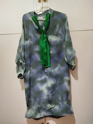 Vestido camisero verde y morado