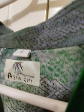 Vestido camisero verde y morado