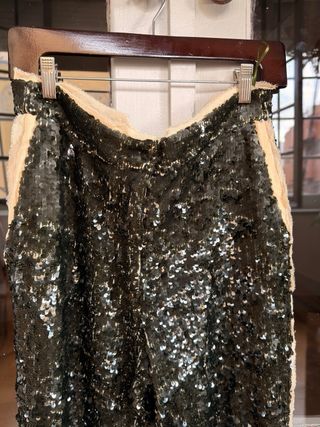 Pantalón lentejuelas verde Zara