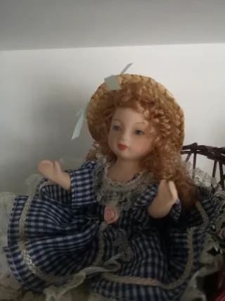 Passeggino Mini per Bambole PORCELA FINA BISCUIT Vinta