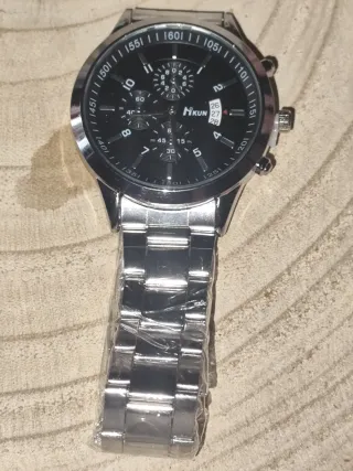 Reloj HKUN Hombre Negro y Plateado