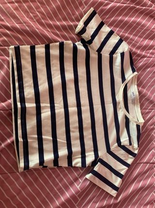 Camiseta ZARA rayas azul y blanco Talla S