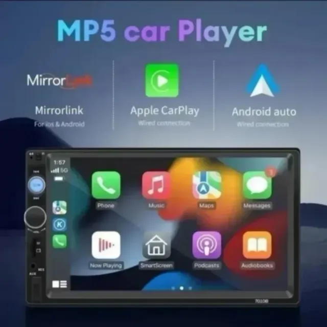 Radio MP5 7" Android Auto CarPlay vía USB