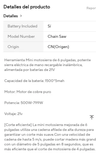 Mini motosierra 21V 6 Lithium-ion