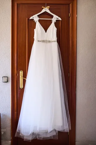 Vestido de Novia Corte A Tul Flores