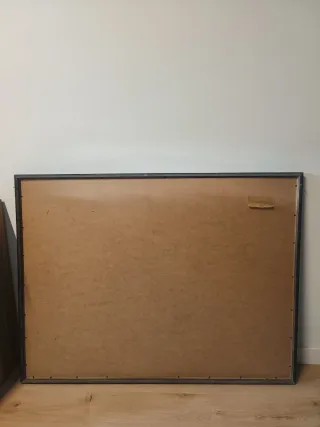 Cuadro Marco Negro Madera Ilustración Lobo