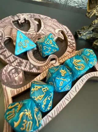 Set Dadi Poliedrici Blu Oro Drago