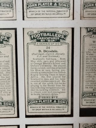 Quadro Jogadores Rugby - 50 Cartões Antigos