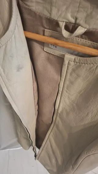 Chaqueta de piel Zara Beige