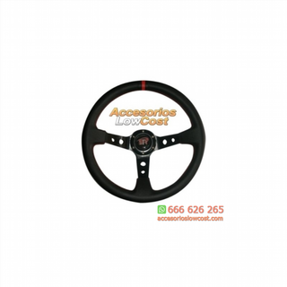 VOLANTE DEPORTIVO WRC3 EN PIEL LISA NEGRO, BRAZOS