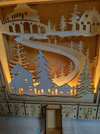 Calendario Adviento Madera con Luces