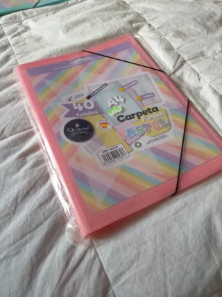 Carpeta rosa pastel A4 con fundas