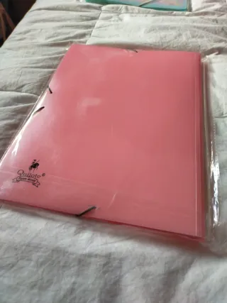 Carpeta rosa pastel A4 con fundas