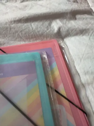 Carpeta rosa pastel A4 con fundas