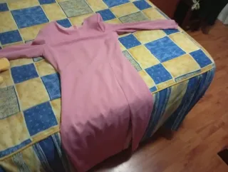 Vestido rosa manga larga