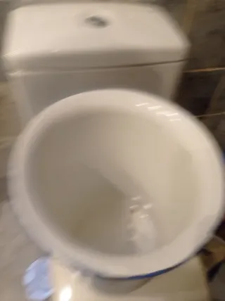 Orinal antiguo azul con flores