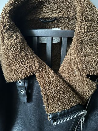 Chaqueta Zara Negra Borrego Marrón Talla XS