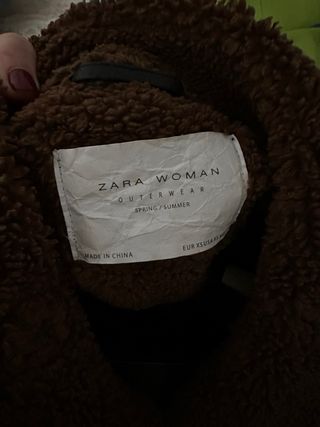 Chaqueta Zara Negra Borrego Marrón Talla XS