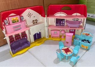Casita de muñecas plegable con muebles