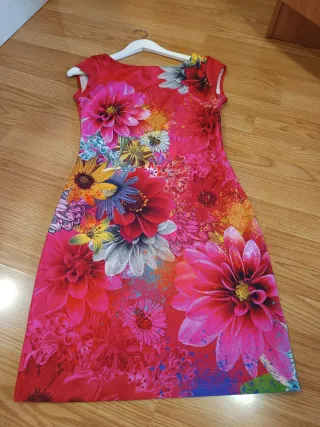 Vestido Desigual Talla S Estampado Floral