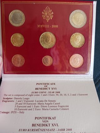 Vaticano 2008 8 monedas 1 céntimo a 2 euros € 8 v