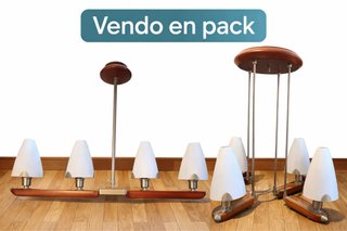 Pack de 2 juegos de lámparas de salón de madera