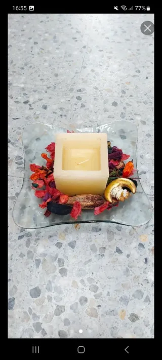 Centro de Mesa Decorativo con Vela y Potpourri