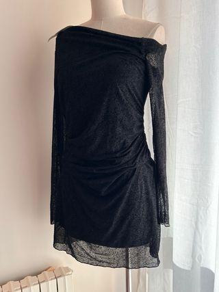Vestido Pull&Bear Negro Brillo Talla L