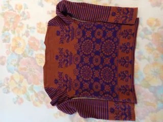 Cardigan Hessnature donna ruggine e viola