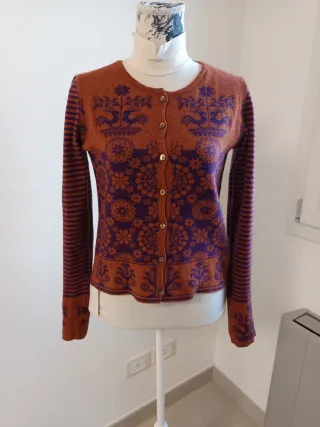 Cardigan Hessnature donna ruggine e viola