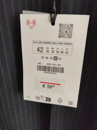 Pantalón Zara Skinny Raya Diplomática. Talla 42