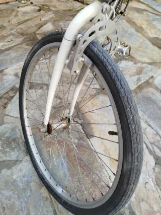 Bicicleta de montaña plateada inoxidable totalment