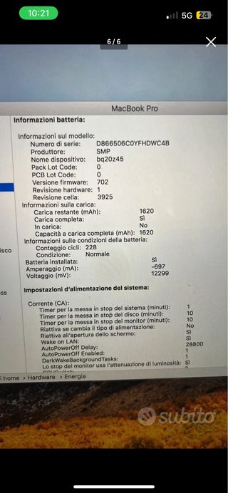 MacBook Pro 16 inch Difettato
