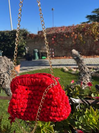 Pochette velluto rosso chiusura 16 cm