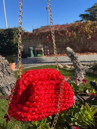 Pochette velluto rosso chiusura 16 cm