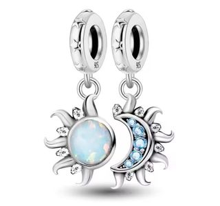 Charm Sol y Luna plata pulsera Pandora o collar