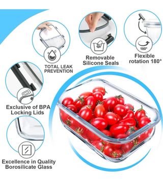 Set di 5 contenitori in vetro rinforzato da 1020ml