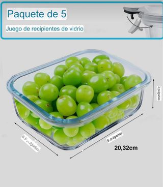 Set di 5 contenitori in vetro rinforzato da 1020ml