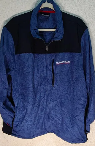 Forro polar Nautica hombre azul y negro original