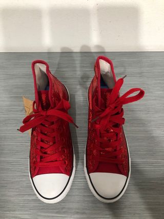 Scarpe donna rosse glitter n.39