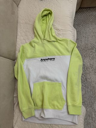 Felpa con cappuccio verde e bianca