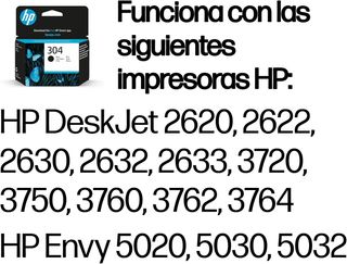 HP 304 N9K06AE, Negro, Cartucho de Tinta Original,