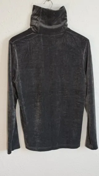 Zara Jersey Cuello Alto Terciopelo Gris