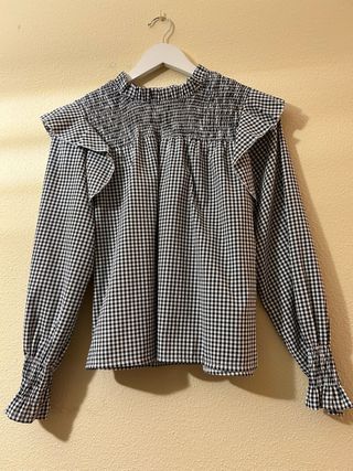 Blusa Vicky cuadros blanco y negro