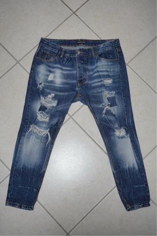 Jeans Uomo Blu Strappati