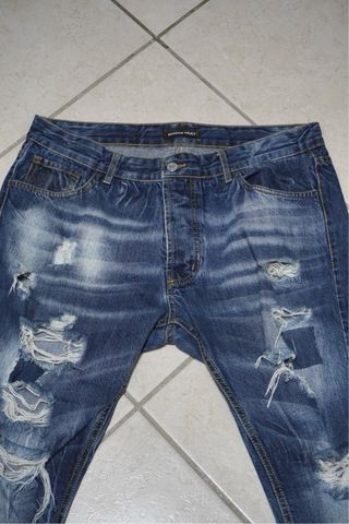 Jeans Uomo Blu Strappati