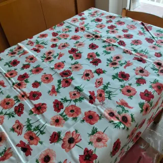 Tovaglia Cotone x 12 persone Anemoni Rossi e Rosa