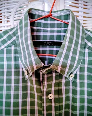 Camisa hombre cuadros verde y blanco de Ungaro