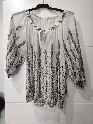 Blusa gasa estampada manga larga